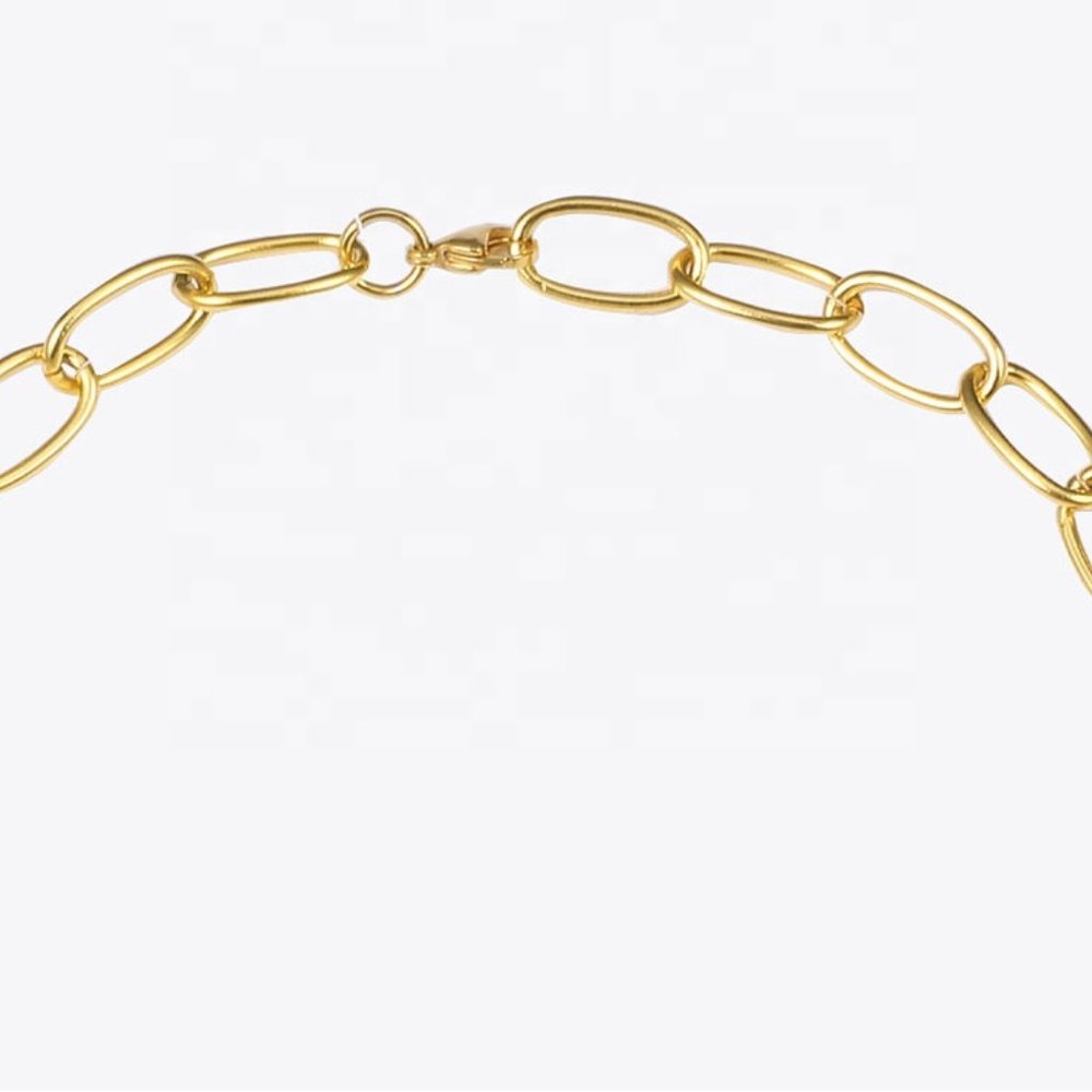18K Gold Stainless Steel Padlock Pendant Chain - Picture 4 of 5